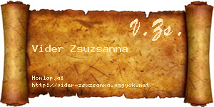 Vider Zsuzsanna névjegykártya